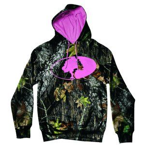 Mossy Oak Ladies Mens Unisex Hoodie, Pink Logo